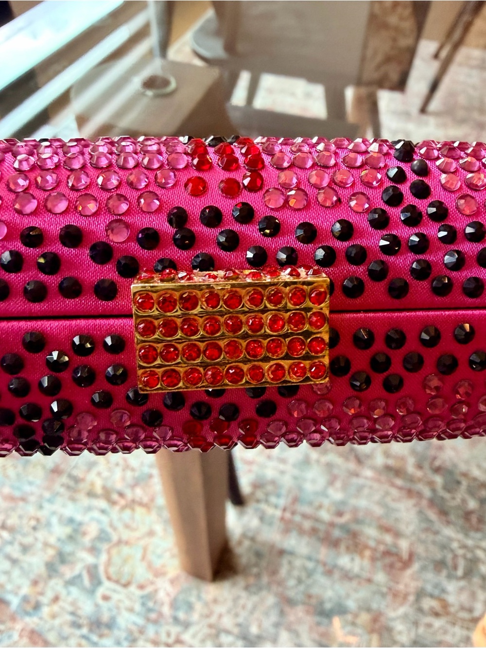 Serpui Marie Pink Crystal Rhinestone Leopard Clutch - Picture 6 of 13